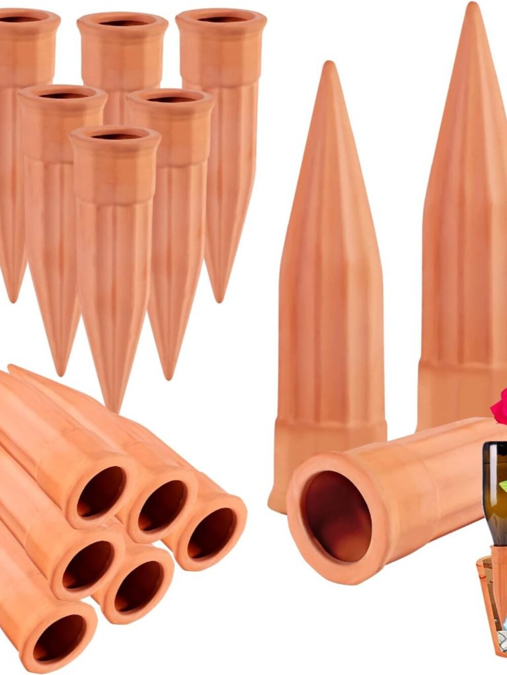 Plant Self-Watering Stakes-15 Pack Terracotta Automatic Plant Waterer Devices Au